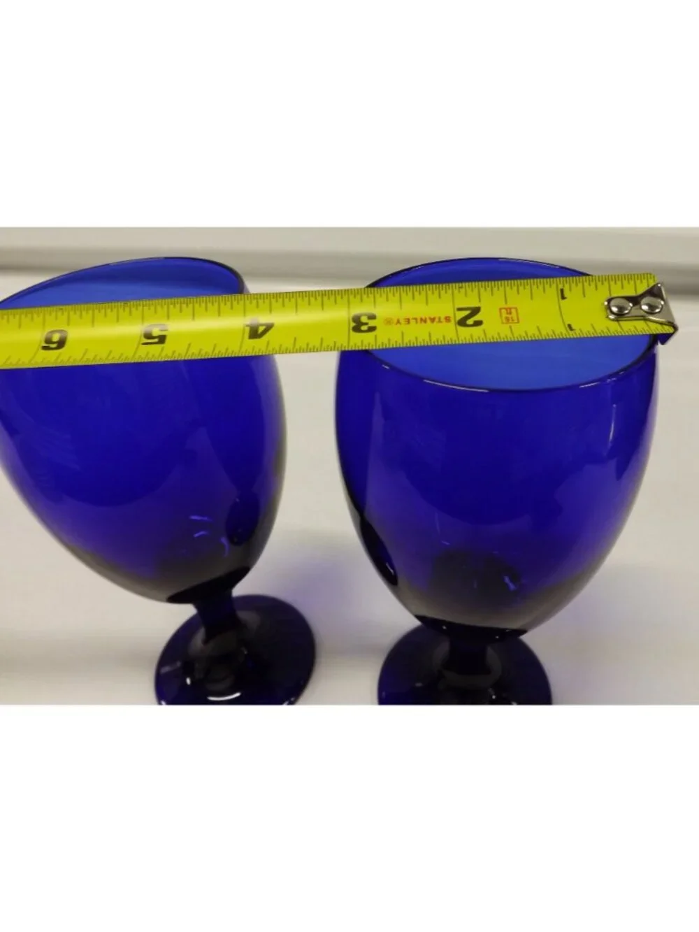 Libbey Premiere Cobalt Blue Teardrop Stem Goblet Glasses Water Iced Tea Set Of 2